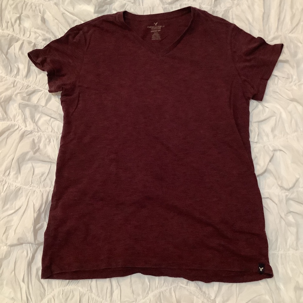 Burgundy V-Neck T-Shirt